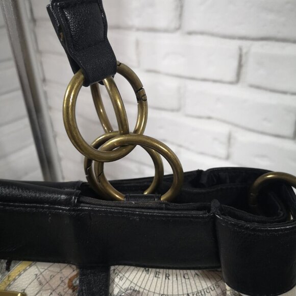 Michi "Retired" Gina Demi Shell Old World Map Lined Handbag w/ Woven Handles - Picture 3 of 12